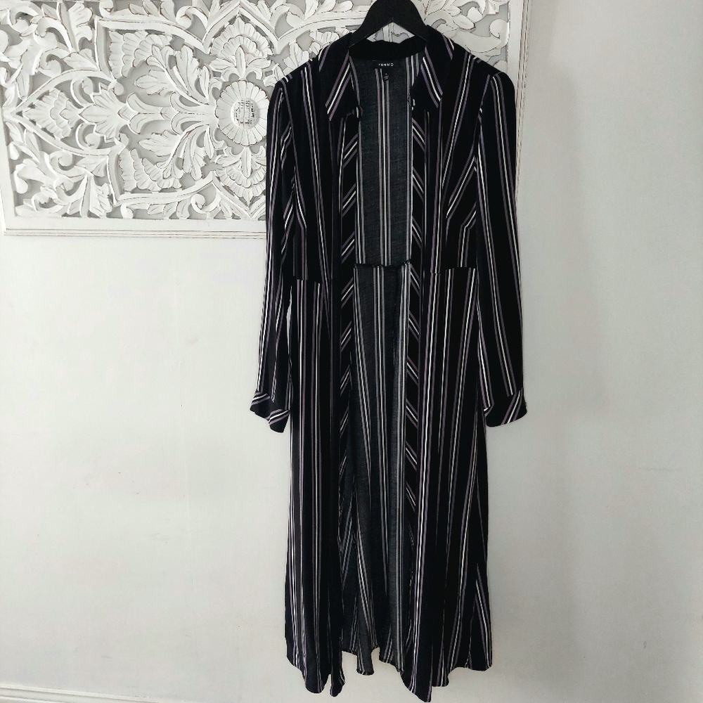 Torrid 2 Multi Stripe Challis Duster Cardigan Shirt Kimono Plus Size 2X